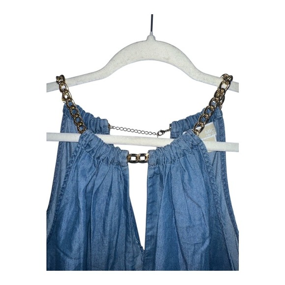 Michael Kors Womens Denim Blue Halter Hi-Lo Dress, Large - Picture 3 of 8